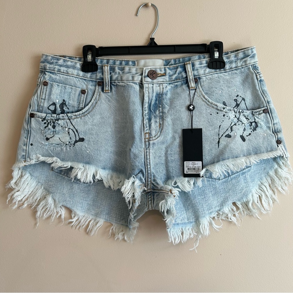 One Teaspoon NWT Bonitas Low Waist Denim Shorts - Florence Painted 33